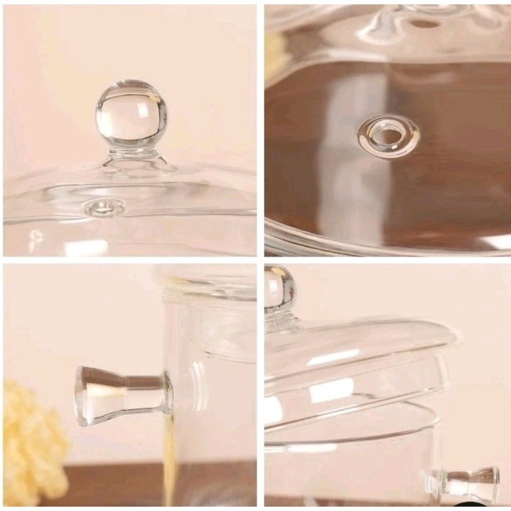 Clear Glass Pot Set for Cooking On Stove - 1.l/45 Fl Oz Glass Cookware Simme... - Picture 5 of 9